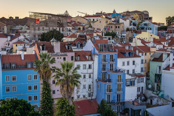 Apartment buildings seen from roof Hotel Mundial in Lisbon, Portugal