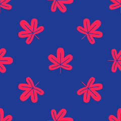 Red Chestnut leaf icon isolated seamless pattern on blue background. Vector