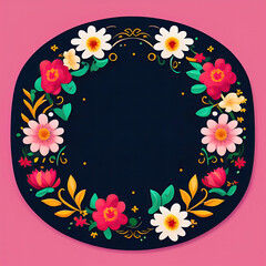 frame with flowers and butterflies Ai generative