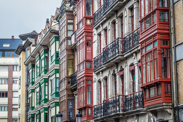 Obraz premium Traditional residential buildings in Oviedo city, Spain