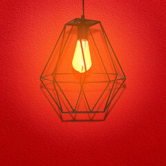 vintage lamp on cement wall.