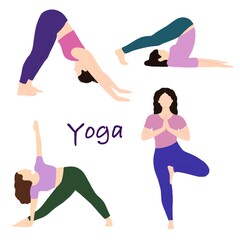 yoga person pose. Soft fitness. Women in sport 