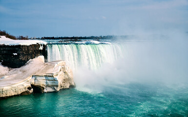 Niagara Falls. Horseshoe Falls. View from the Canadian side in spring