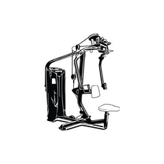 CHEST FLY MACHINE, CHEST PRESS MACHINE Vector, Gym equipment, Gym equipment isolated, Gym equipment vector, Gym equipment silhouette.
