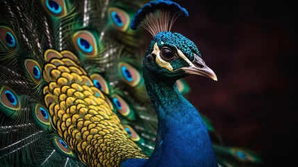 Tuinposter Closeup Peacock - peafowl with beautiful representative exemplar of male peacock in great metalic colors © Kailash Kumar