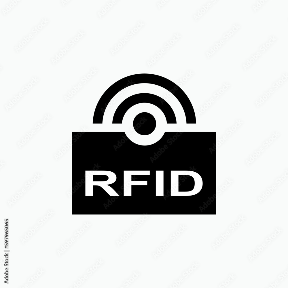Poster rfid or radio frequency identification vector icon for apps and websites.