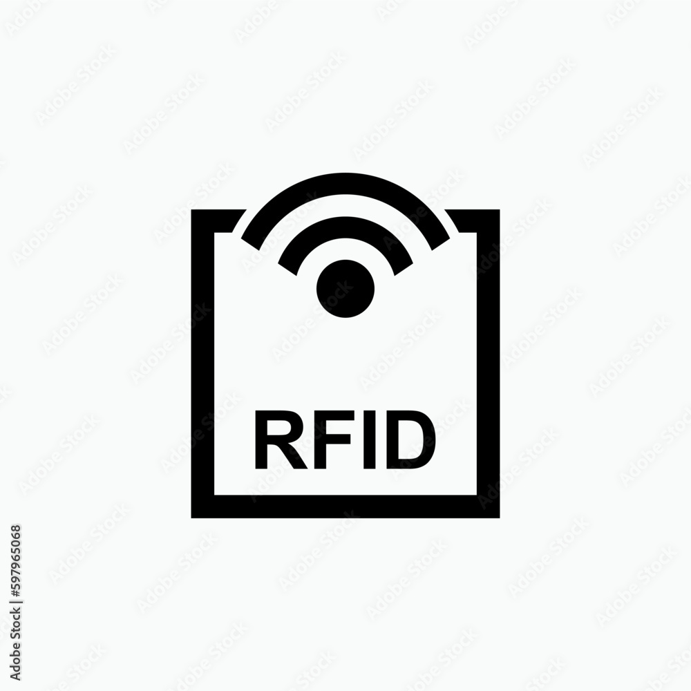Poster rfid or radio frequency identification vector icon for apps and websites.