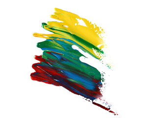 Grunge colorful brush strokes oil paint isolated on white background, clipping path