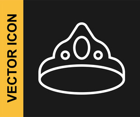 White line King crown icon isolated on black background. Vector