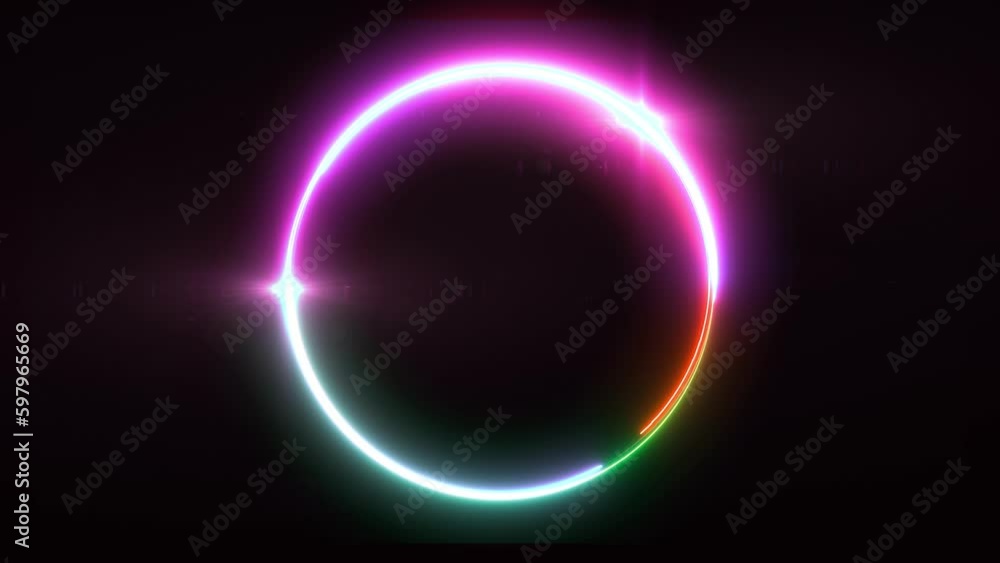 Wall mural abstract background blue red spectrum fluorescent light with neon circle led animation 3d rendering