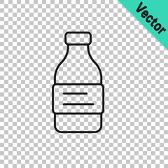 Black line Bottle of water icon isolated on transparent background. Soda aqua drink sign. Vector
