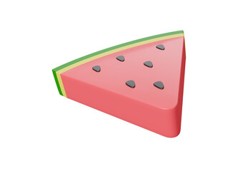 3D illustration fresh watermelon piece isolated on transparent background