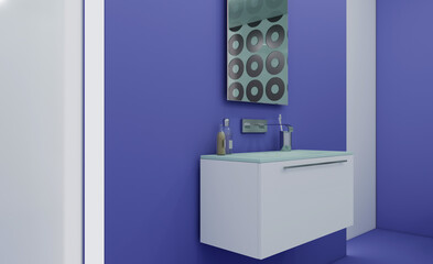 Bathroom interior bathtub. 3D rendering.
