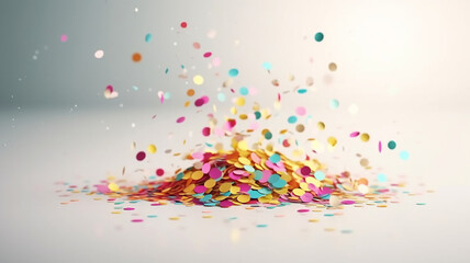 A romantic illustration of message for Party, Colourful Confetti, abstract love creations. Blurry background, template, Bokeh, Generative AI