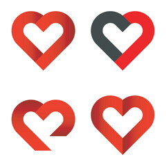 Heart Icon Set Isolated On Transparent Background. Vector Illustration
