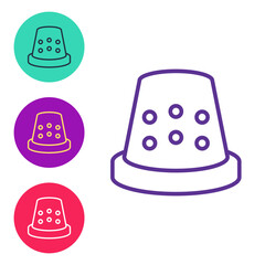 Set line Thimble for sewing icon isolated on white background. Set icons colorful. Vector