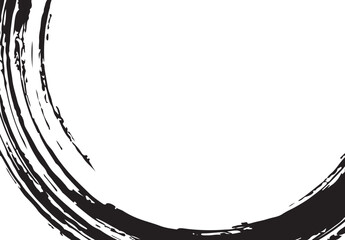 墨のブラシ・筆による装飾が主役の和風の白背景素材