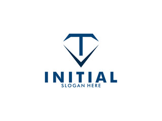 Creative Initial Letter TV with Diamond Logo vector and Icon Design Template