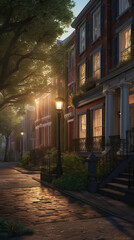 Fototapeta premium Charleston Historic District in South Carolina America, natural oil painting of a historic beautiful road