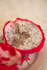 Carved out Dragon fruit (pitahaya)