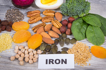 Ingredients containing natural iron, minerals and vitamins. Best food to fight with anemia