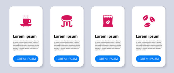 Set Coffee beans, Bag coffee, table and cup. Business infographic template. Vector