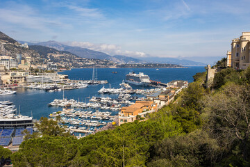 Naklejka na ściany i meble Panorama sur le Port Hercule depuis Monaco-Ville (le Rocher)