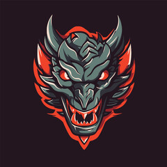 E-Sport Dragon Emblem Logo Design with Vector Illustration