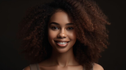 Face, beauty and satisfaction with a model black woman in studio to promote natural skin care. Generative AI
