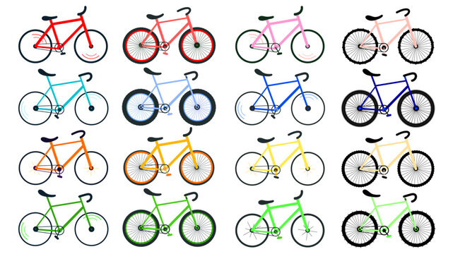 Ensemble complet de bicyclettes - Illustration vectorielle