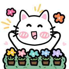 cat and dog flower garden heart smile 