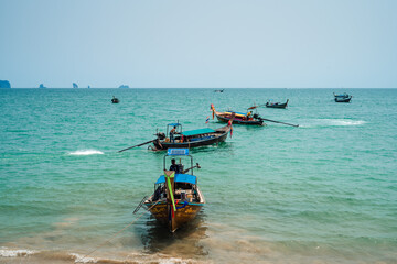 Longtail boat on the beach on the island,tourist boat