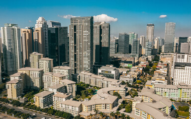 Fototapeta na wymiar Aerial view of Bonifacio Global City. It is a financial business district in Taguig, Metro Manila, Philippines