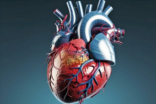 Photorealistic Anatomical Heart Render, High-Quality Medical Visualization, Generative AI