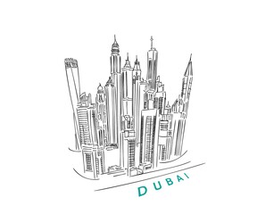 dubai skyscrapers line art