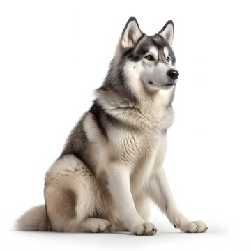 Alaskan Malamute breed dog isolated on white background