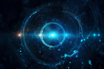 Abstract AI Network Background Circle Iris Blue Uhd. Created by Generative AI