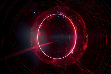 Abstract AI Network Background Circle Iris Red Uhd. Created by Generative AI
