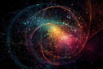 Abstract AI Network Background Circle Milkyway. Created by Generative AI