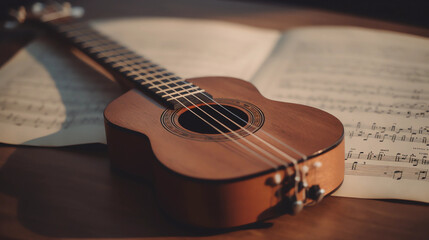 Fototapeta premium acoustic guitar close up