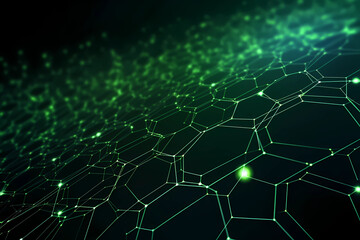Abstract AI Network Background Hexagon Lime Green Uhd. Created by Generative AI
