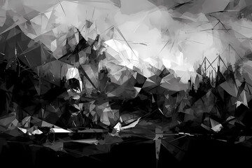 Abstract AI Network Background Polygon Black And Grey. Created by Generative AI