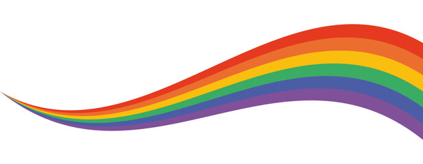 LGBT Pride Flag Rainbow Ribbon Illustration. Wavy Rainbow Ribbon with LGBT Pride Flag Colors. Isolated Ribbon Design Element for Pride Month Designs. Vector Illustration - 597979407