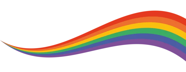 Foto op Plexiglas Retro compositie LGBT Pride Flag Rainbow Ribbon Illustration. Wavy Rainbow Ribbon with LGBT Pride Flag Colors. Isolated Ribbon Design Element for Pride Month Designs. Vector Illustration