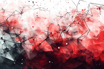 Abstract AI Network Background Polygon Red And White. Created by Generative AI