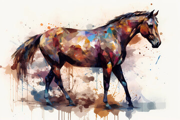 Abstract AI Quarter Horse Background Full Bodyshot. Created by Generative AI