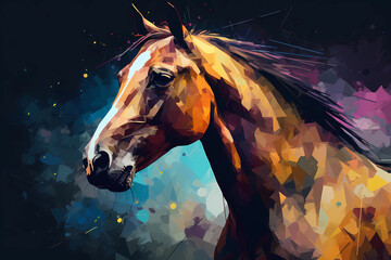 Abstract AI Quarter Horse Background Polygon. Created by Generative AI