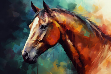 Abstract AI Quarter Horse Background Polygon. Created by Generative AI