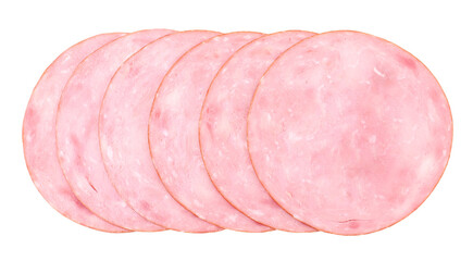 Sliced ham, transparent background, close up