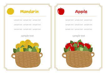 蜜柑とリンゴのかご盛り 飾り枠